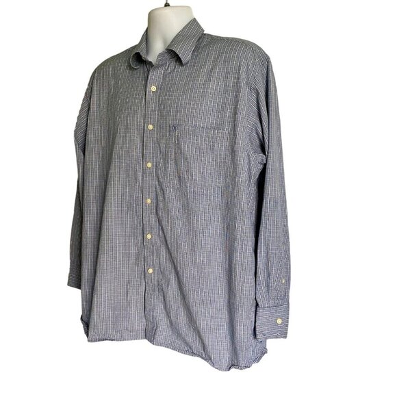 Izod Saltwater Long Sleeve Blue White Cotton Button Down Shirt Men's Large - Picture 3 of 10